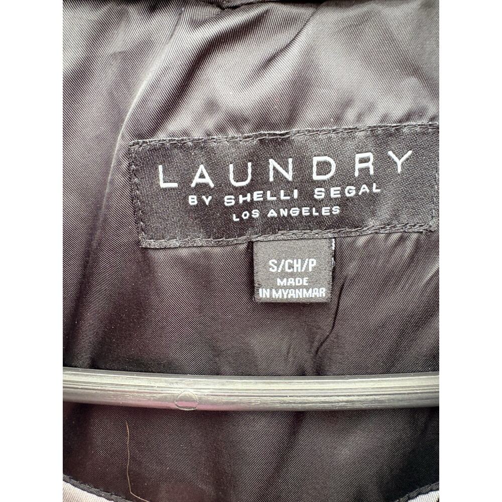 Laundry by Shelli Segal Women's S Faux Fur Hooded Puffer Coat Black Gold Zip - Picture 3 of 5